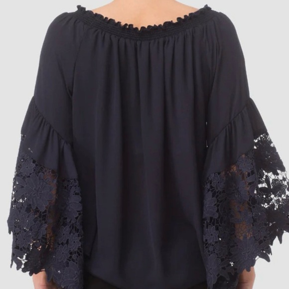 Joseph Ribkoff Witchy Dark fairy Victorian Goth Black Bell Sleeve Blouse Sz10 - Picture 5 of 14